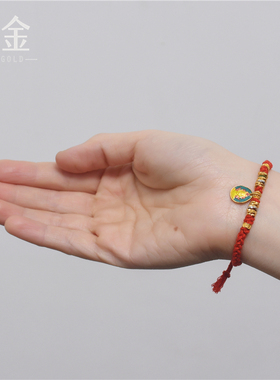 手工錾刻古法黄金烧蓝绿度母手绳