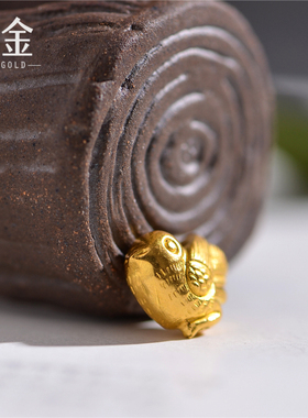 恋金 足金手工錾刻足金手工制作黄金 小鸟 隔珠配饰