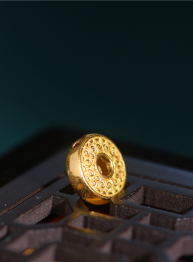 足金手工錾刻古法黄金卷云纹