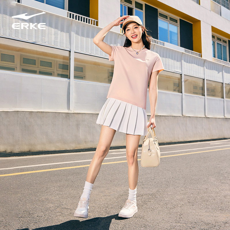 鸿星尔克短袖女2025夏季新款女士纯棉透气运动服t恤女装半袖上衣,淘宝优惠券,粉丝福利购,淘宝优惠卷