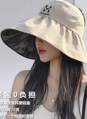 火柴棍拓途黑胶空顶防晒渔夫帽女