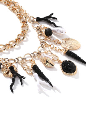 欧美大牌暗黑风多层气质项链