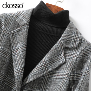 Woolen small suit women's jacket short slim fit houndstooth high-end 2024 new style small double-sided woolen spring