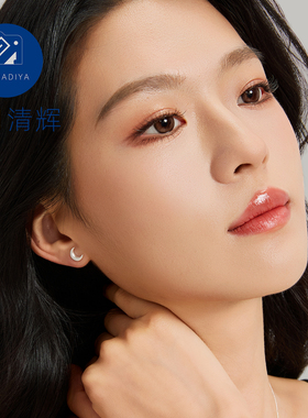 银月清辉原创足银耳钉高级感