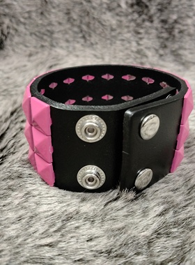 千禧辣妹机车摇滚蹦迪乐队主唱贝斯手真皮手腕带宽度3.8厘米