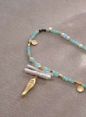 小众设计天然石异形珍珠串珠项链女轻奢高级感精致锁骨链颈链配饰