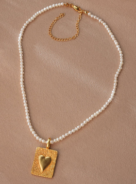 小众设计款珍珠爱心项链锁骨链