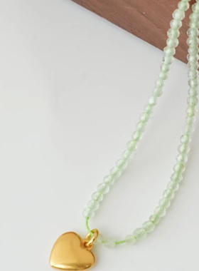 小众设计款爱心葡萄石项链