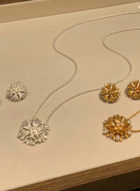 法式浪漫金色耳环小众设气质项链