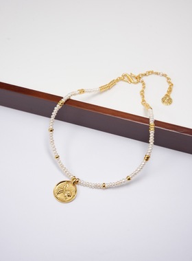 小众设计款金币天然珍珠项链