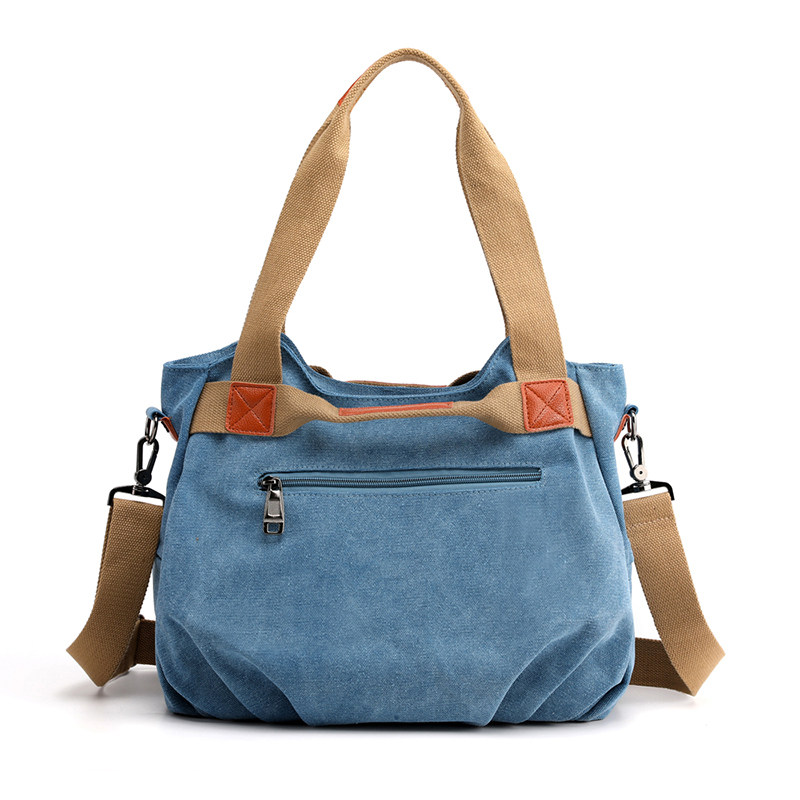 Kvky Korean version of casual contrast canvas bag
