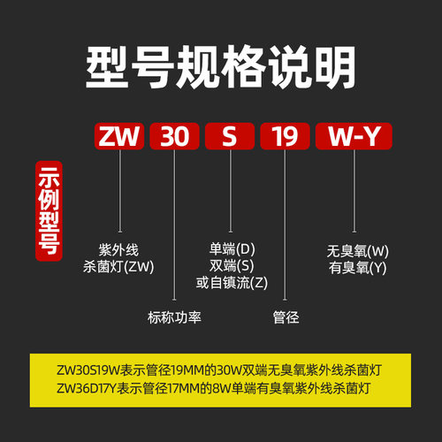 20W消毒灯管医院家用紫外线杀菌消毒灯管ZW20S19Y无臭氧ZW20S19W - 图3