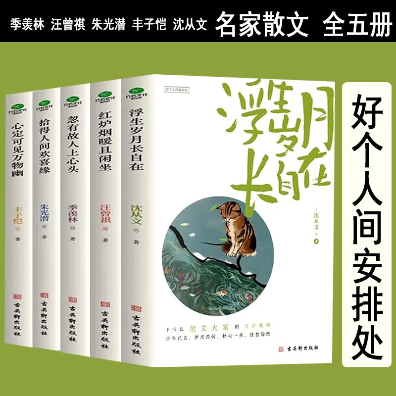 正版共5本心定可见万物幽+拾得人间欢喜缘+浮生岁月长自在+忽有故人上心头+红炉烟暖且闲坐好个人间安排处系列汪曾祺丰子恺沈从文