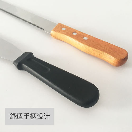 烘焙工具 木柄不锈钢蛋糕抹刀奶油抹刀刮平脱模刀切面包锯齿刀 - 图0