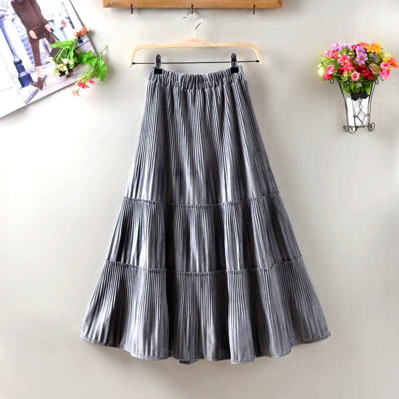 天鹅绒高腰伞裙秋冬半身裙冬天配毛衣的长裙女中长款新品半裙裙子,淘宝优惠券,粉丝福利购,淘宝优惠卷