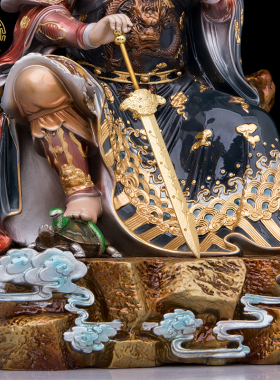 玄天上帝祖师爷珐琅彩铜像摆件
