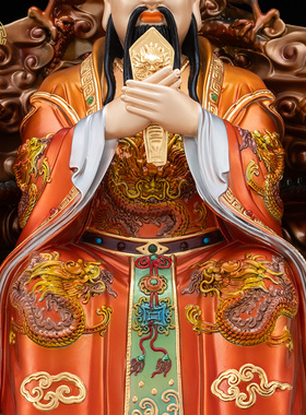 中式黄铜九龙九凤玉皇王母摆件
