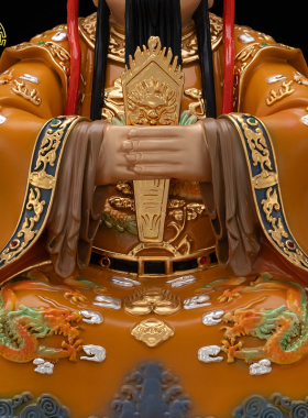 中式黄铜广济龙王丹彩招财摆件