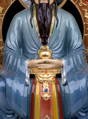 黄铜三清道祖神像供奉摆件