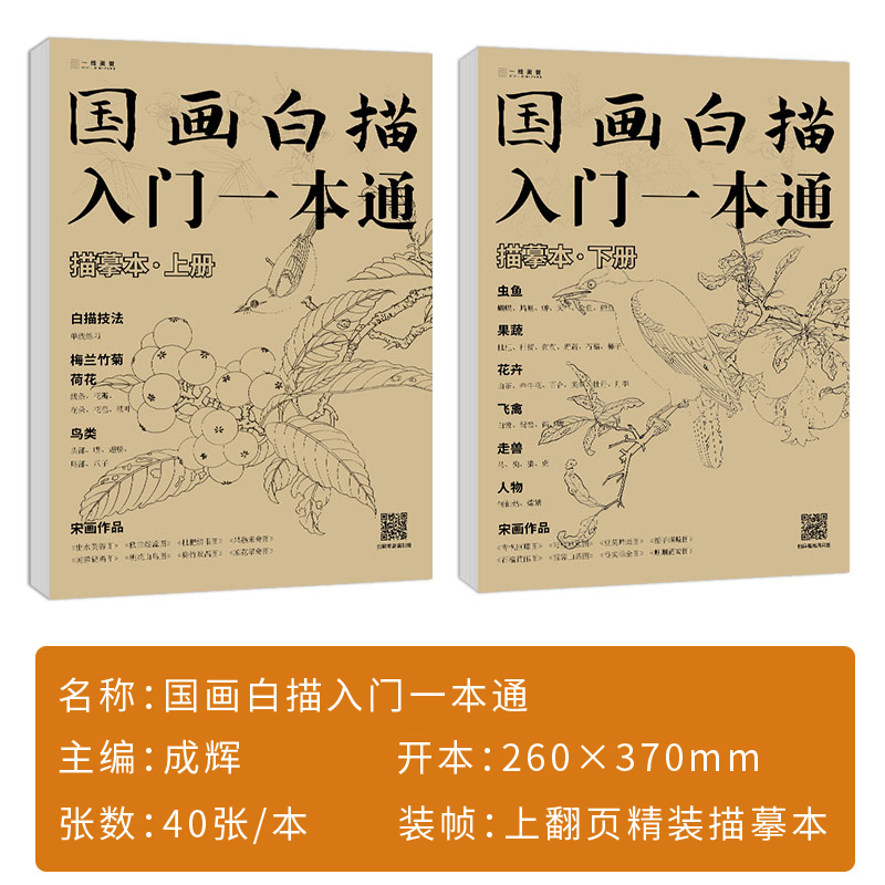 一线美誉 国画白描入门描摹本2册 工笔画植物花卉中国底稿套装零基础书临摹自学毛笔宋画手绘梅兰竹菊写意美术绘画线条教学教程书 - 图0