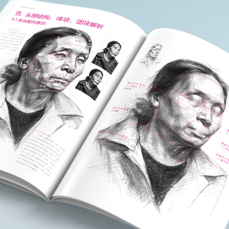 跟我画素描人像头像4册临摹书籍画册人物结构真人画像写生五官肌肉骨骼头骨零基础手绘画画教程入门美术自学赖小明国美高考解剖,淘宝优惠券,粉丝福利购,淘宝优惠卷