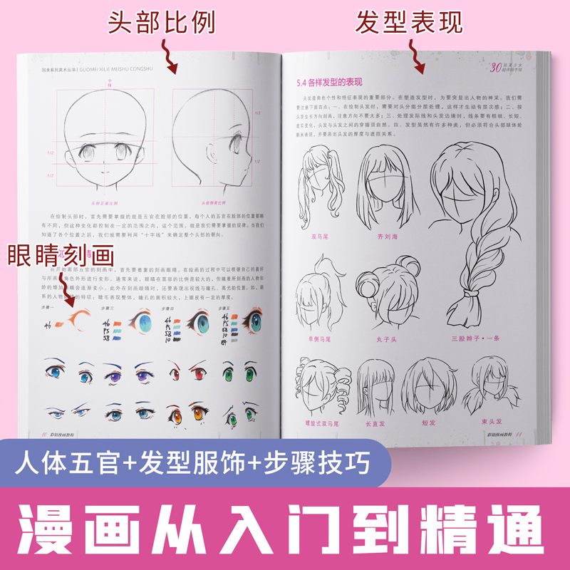 彩铅漫画人物教程书动漫绘画临摹画册卡通儿童入门零基础涂色马克笔手绘本q版上色自学画画二次元美少女新手技法铅笔教学范本小孩-图2