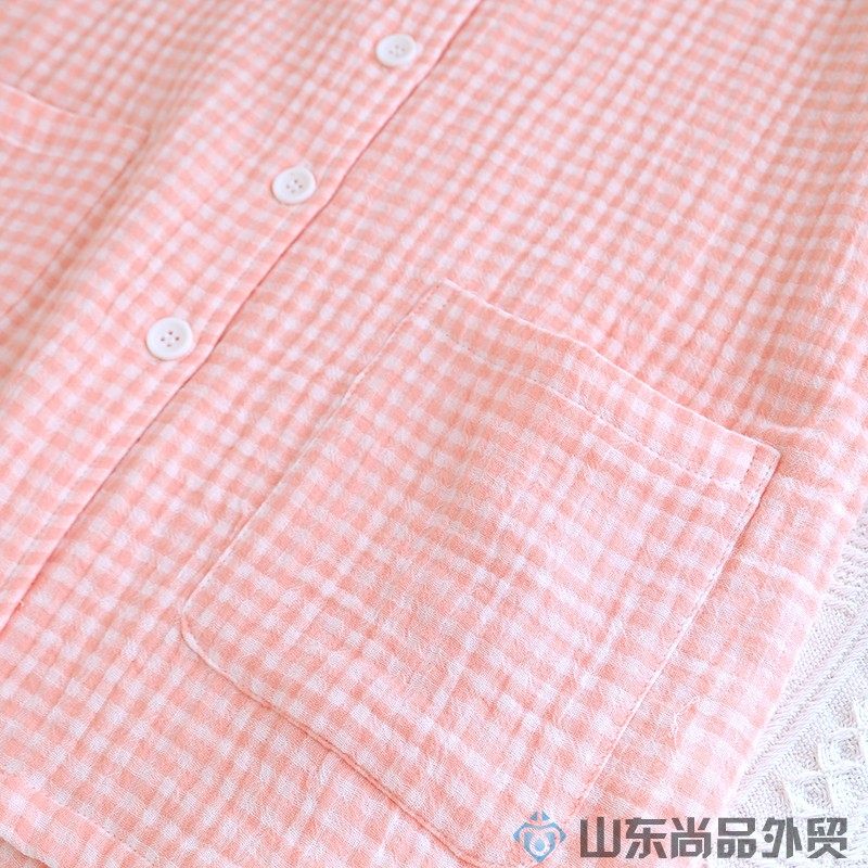 新款网红包边纯棉四层纱布睡衣女士春秋季长袖套装无印格子家居服,淘宝优惠券,粉丝福利购,淘宝优惠卷