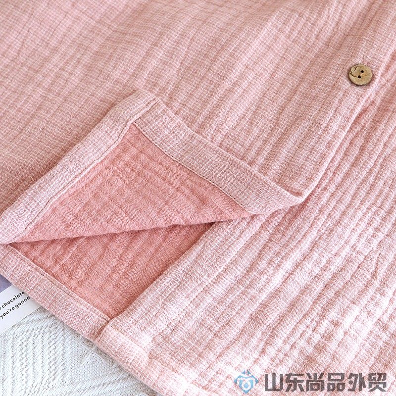 新款纯棉四层纱布睡裙女士秋冬季加厚长袖日系无印格子家居裙睡衣,淘宝优惠券,粉丝福利购,淘宝优惠卷