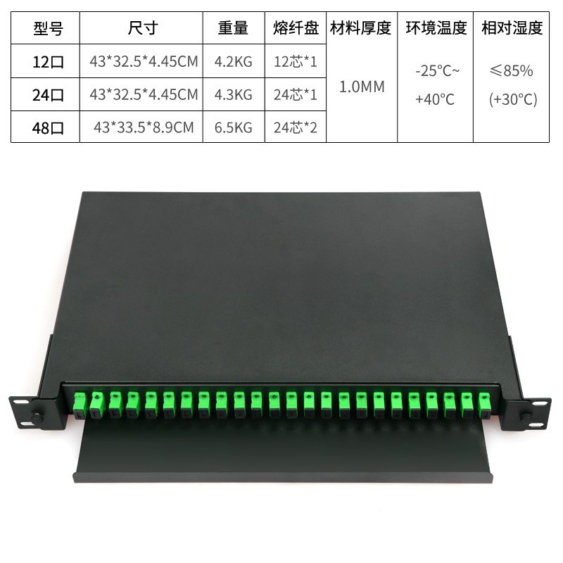 联相星科SC/APC广电48口终端盒满配FC APC机架式抽屉拉19寸机柜光纤配线架LC96芯方头CATV滑轨带法兰尾纤 - 图1