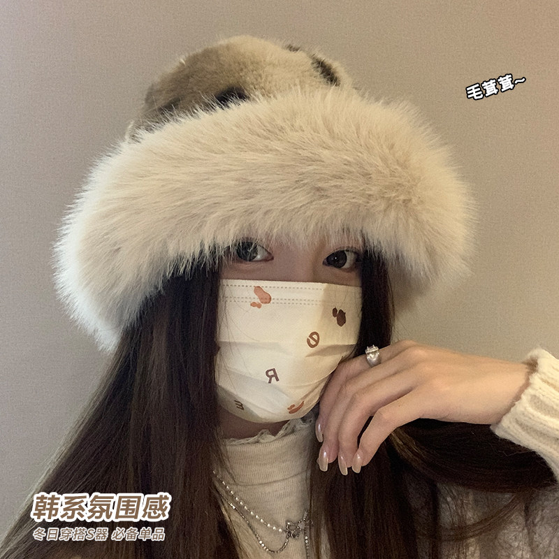 豹纹毛绒渔夫帽子女冬季百搭显脸小东北蒙古帽加绒保暖护耳帽盆帽,淘宝优惠券,粉丝福利购,淘宝优惠卷
