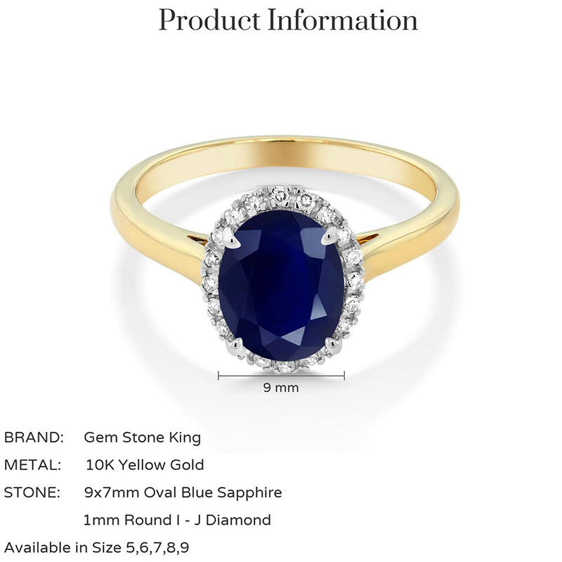gsk2.5克拉蓝宝石女10k金显钻钻戒 gemstoneking海外手饰