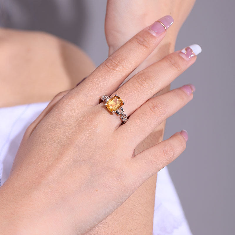 gsk女时尚个性2.7克拉黄水晶女戒 gemstoneking海外戒指/指环
