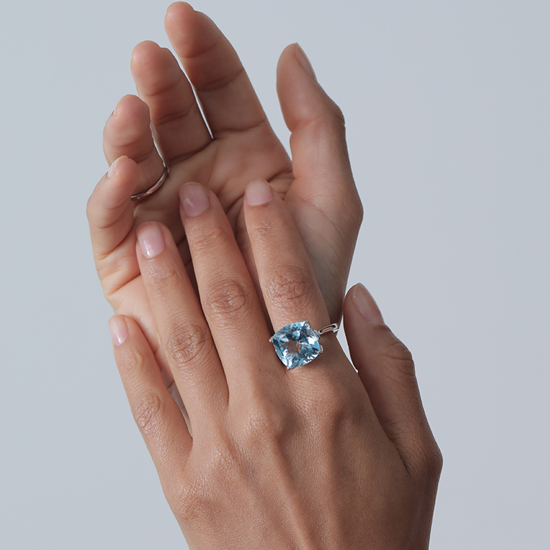 gsk女9.18克拉天然蓝色时尚托帕石 gemstoneking海外戒指/指环