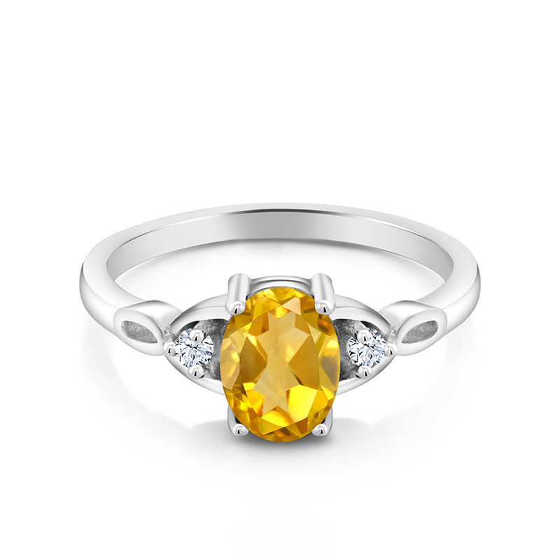 gsk美国黄水晶白蓝宝石镶1.18戒指 gemstoneking海外戒指/指环