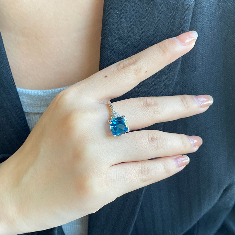 gsk镶4.64克拉伦敦蓝托帕石女戒 gemstoneking海外戒指/指环
