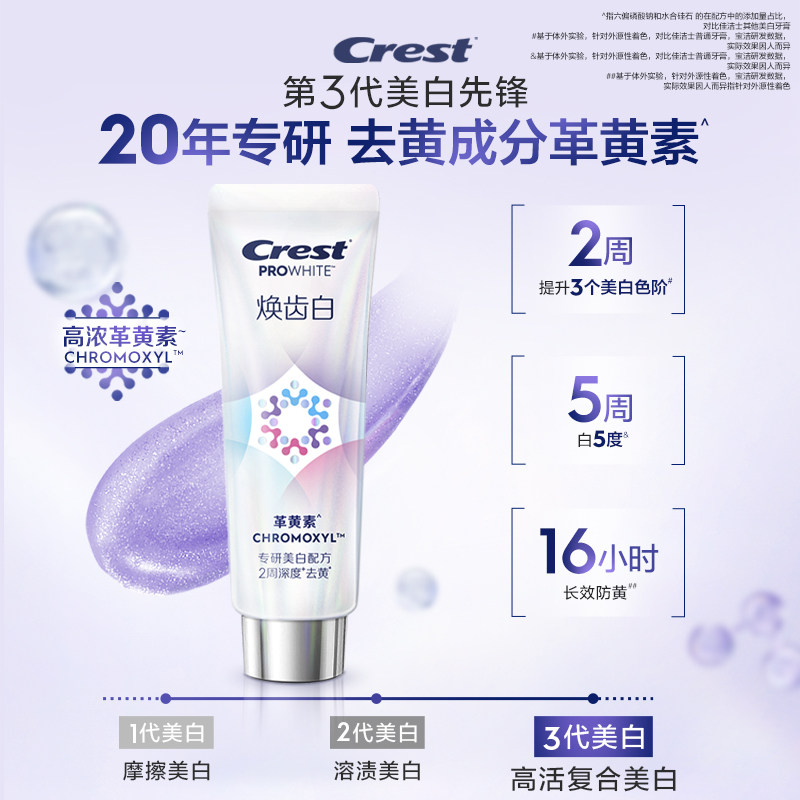 佳洁士焕齿白美白牙膏成人革黄素牙齿去黄去渍长效防黄防渍