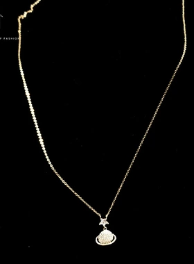 新哲美 S925纯银镀14K金色星空宇宙项链女 简约气质百搭锁骨项链