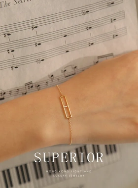 S925纯银镀14K金手链女 极简微镶锆石唯美简约气质百搭手饰