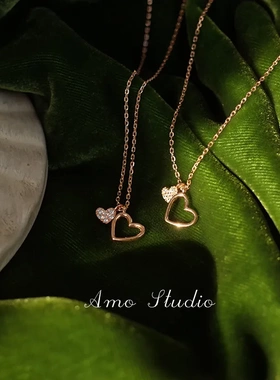 心心相印 S925纯银镀金项链 爱心吊坠小众高级设计款简约锁骨链女