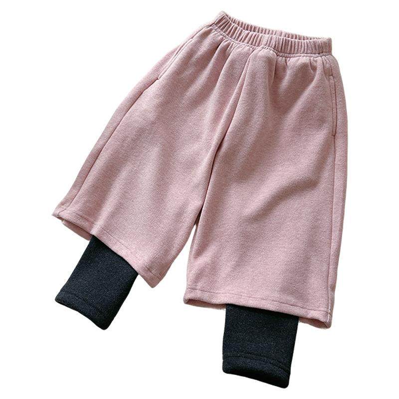 儿童假两件加绒阔腿裤子秋冬季靴裤男女童毛呢加厚长裤打底裤洋气,淘宝优惠券,粉丝福利购,淘宝优惠卷