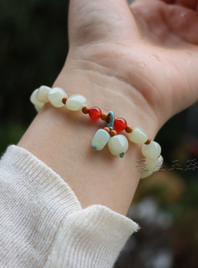 不规则玉石手串和田玉转运珠链