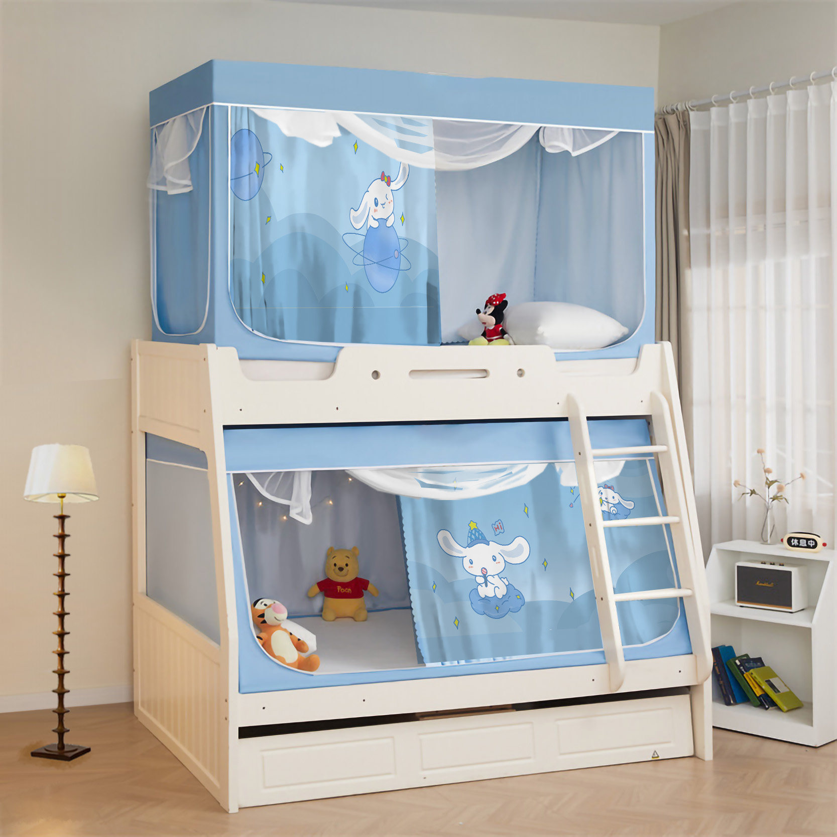 子母床蚊帐上下铺梯形家用1.5m1.8遮光床帘儿童床书架款加厚防摔,淘宝优惠券,粉丝福利购,淘宝优惠卷