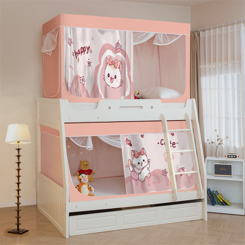 子母床蚊帐上下铺梯形家用1.5m1.8遮光床帘儿童床书架款加厚防摔,淘宝优惠券,粉丝福利购,淘宝优惠卷