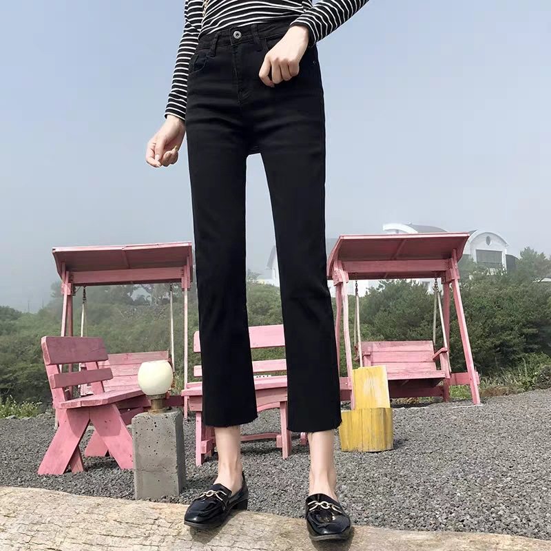 烟灰色直筒宽松秋季九分修身牛仔裤 冰雪丹尼牛仔裤