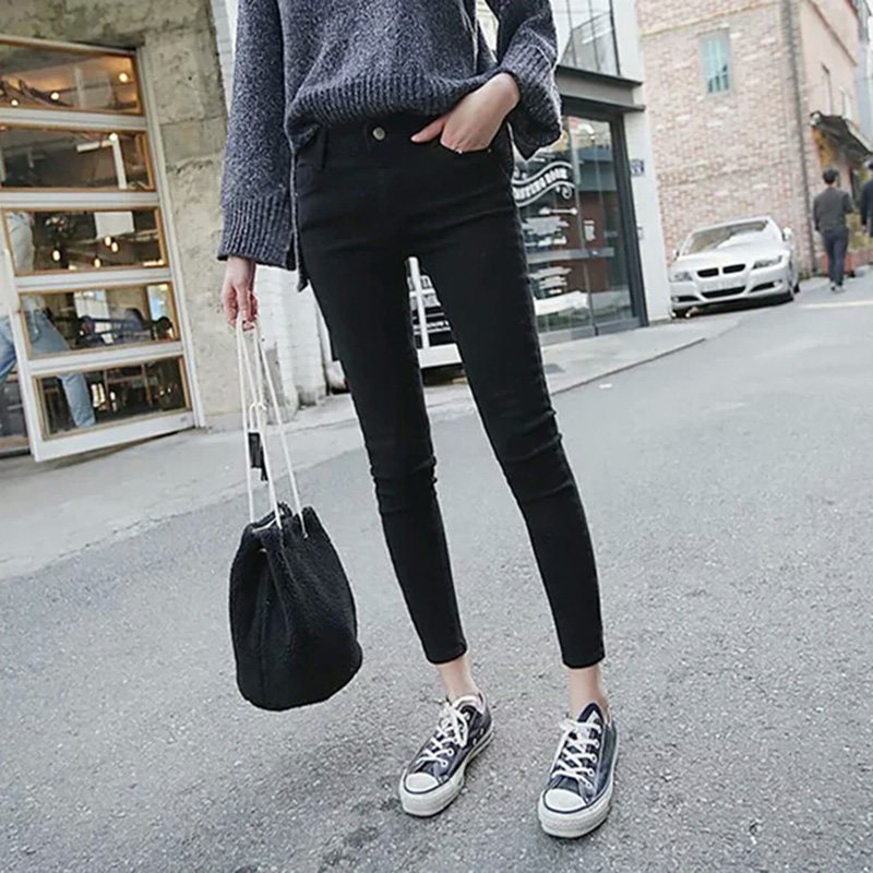 春装2020小脚铅笔九分 冰雪丹尼牛仔裤