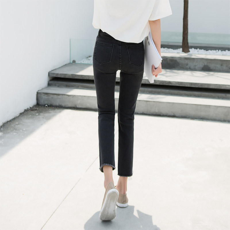 烟灰色高腰直筒宽松2020春季牛仔裤 冰雪丹尼牛仔裤