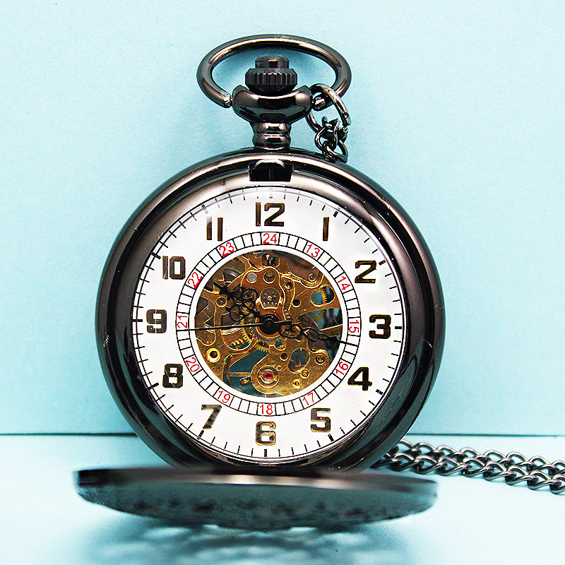 经典复古老人男士石英表怀表挂链表 木川怀表