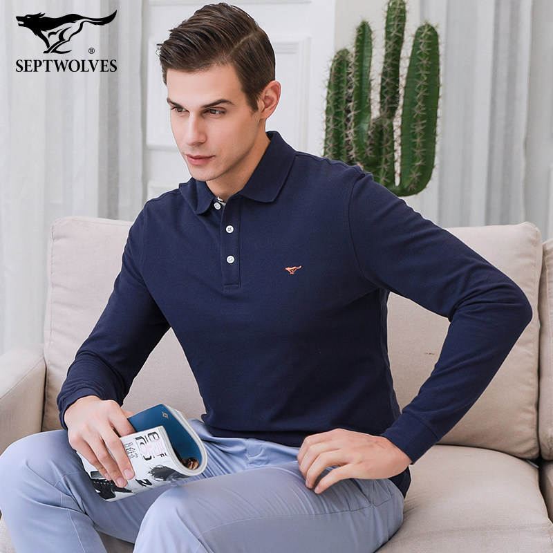 七匹狼长袖男士春秋装纯棉打底衫 七匹狼奇胜T恤