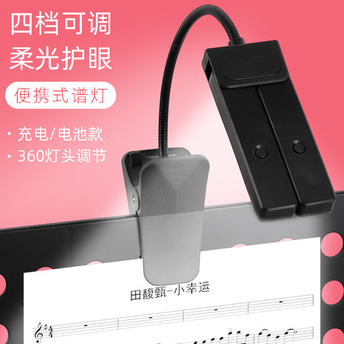 谱架灯LED充电夹式专业钢琴乐谱灯护眼乐谱架钢琴灯练琴专用台灯 - 图0