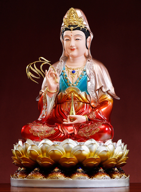 吉祥缘树脂铜彩观音菩萨佛像摆件